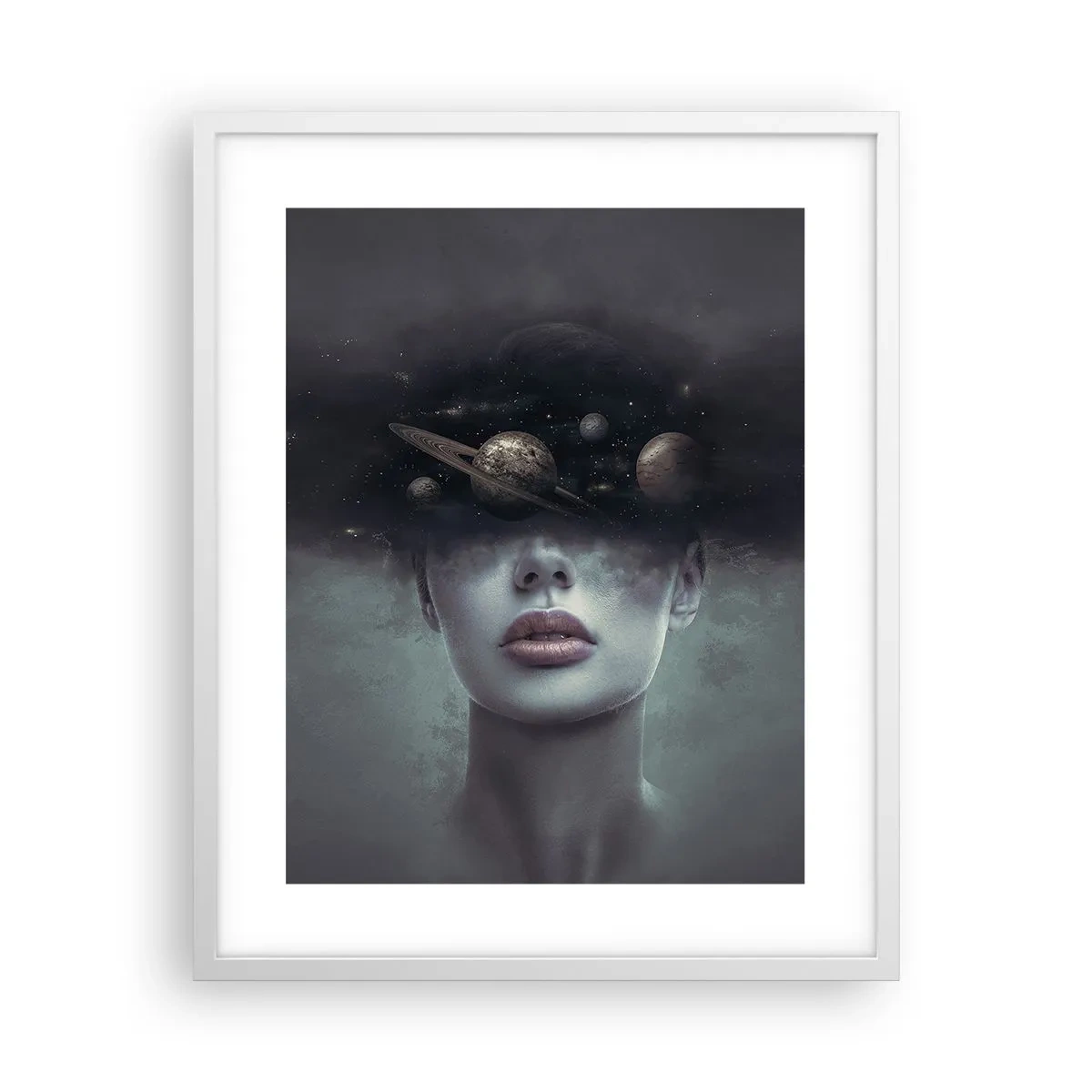 Poster in einem weißen Rahmen - Und die Planeten spielen verrückt ... - 40x50 cm