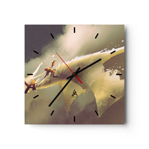 Wanduhr - Glasuhr - Die Welt zur Rettung - 40x40 cm