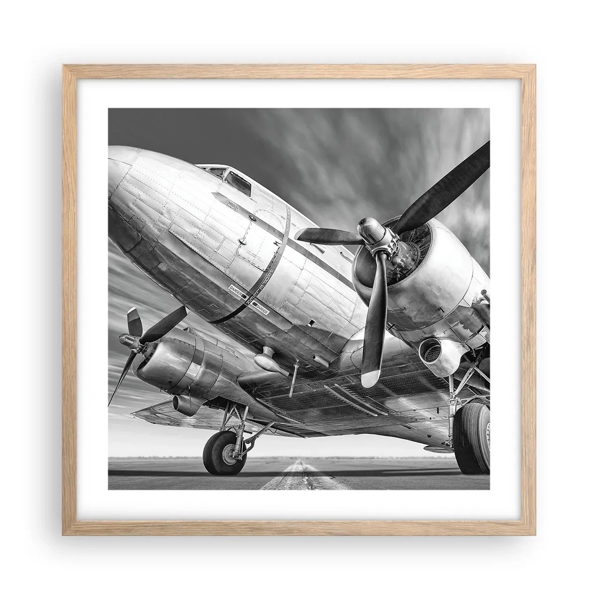 Poster in einem Rahmen aus heller Eiche - Immer flugbereit - 50x50 cm