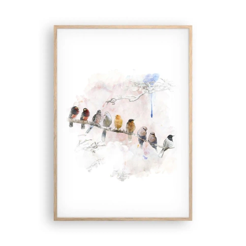 Poster in einem Rahmen aus heller Eiche - Geflügeltes Treffen - 70x100 cm