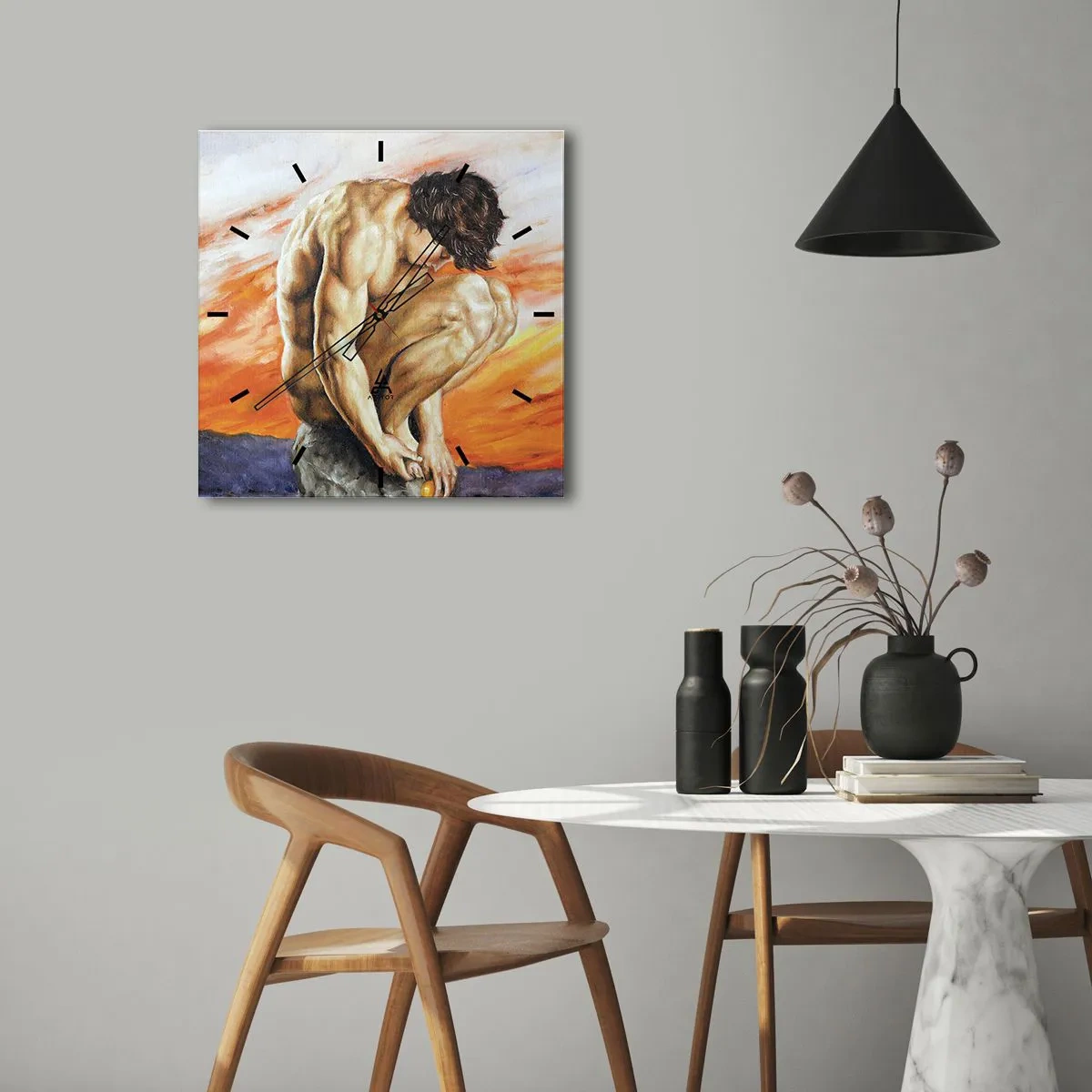 Wanduhr - Glasuhr - In sich versunken - 40x40 cm