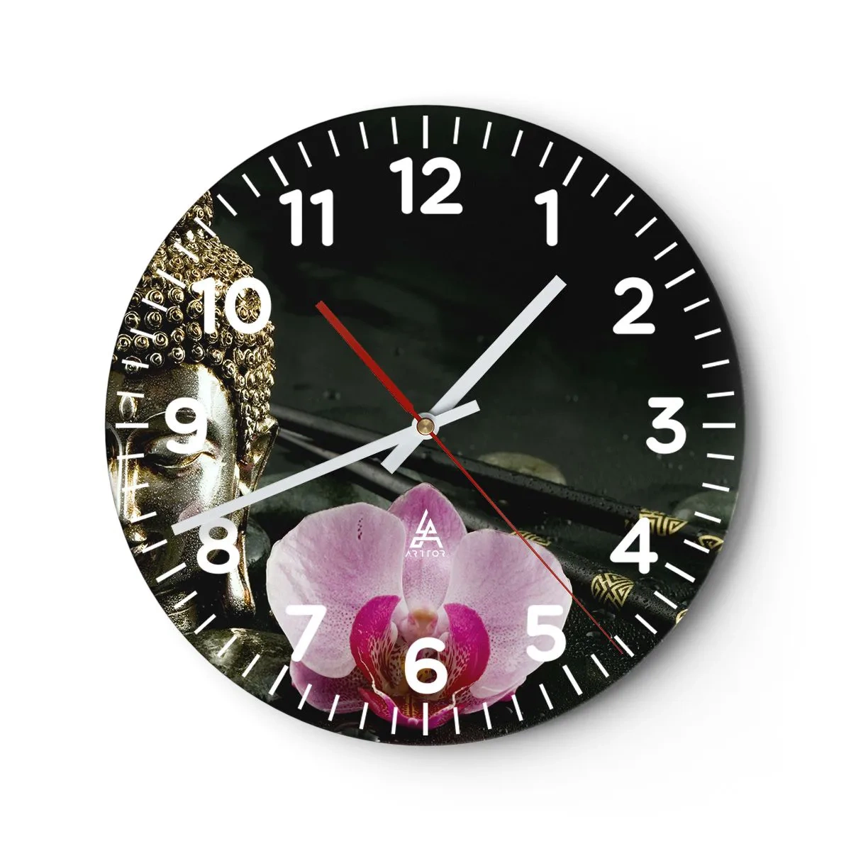 Wanduhr - Glasuhr - Harmonie von Weisheit und Schönheit - 40x40 cm