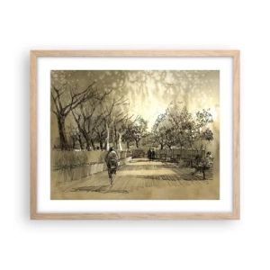 Poster in einem Rahmen aus heller Eiche - Ein Moment mit einer Feder angehalten - 50x40 cm