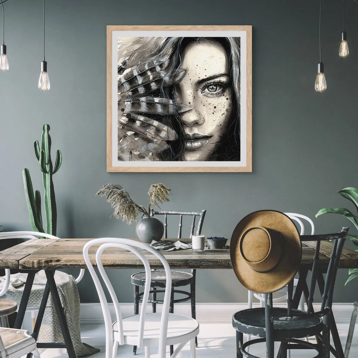 Poster in einem Rahmen aus heller Eiche - Wilde Schönheit - 60x60 cm