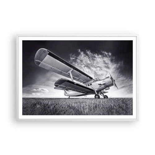 Poster in einem weißen Rahmen - Der geflügelte Wanderer - 100x70 cm