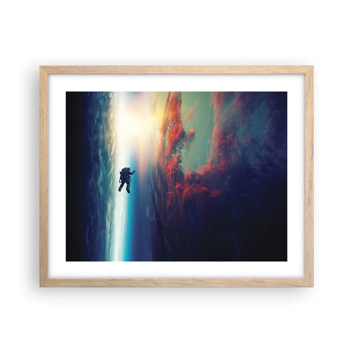 Poster in einem Rahmen aus heller Eiche - Sich dem Universum stellen - 50x40 cm