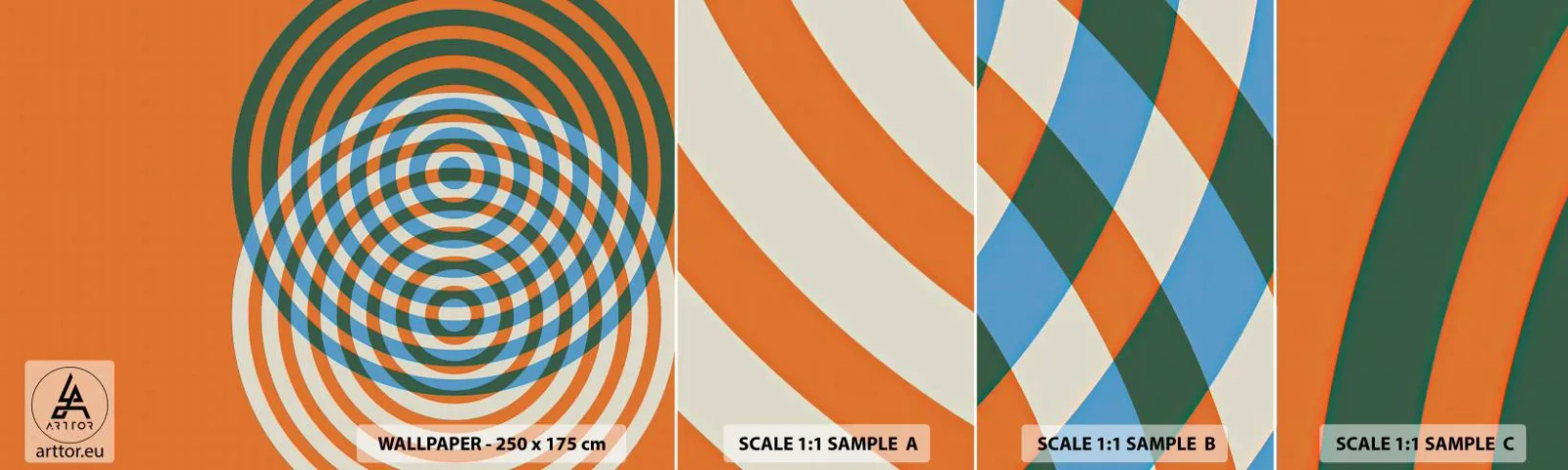 Fototapeten Muster Selbstklebend Deluxe Sticker - Abstrakte kreisförmige Variation - Abstraktion, Stück, Bezirke - 100x30 cm