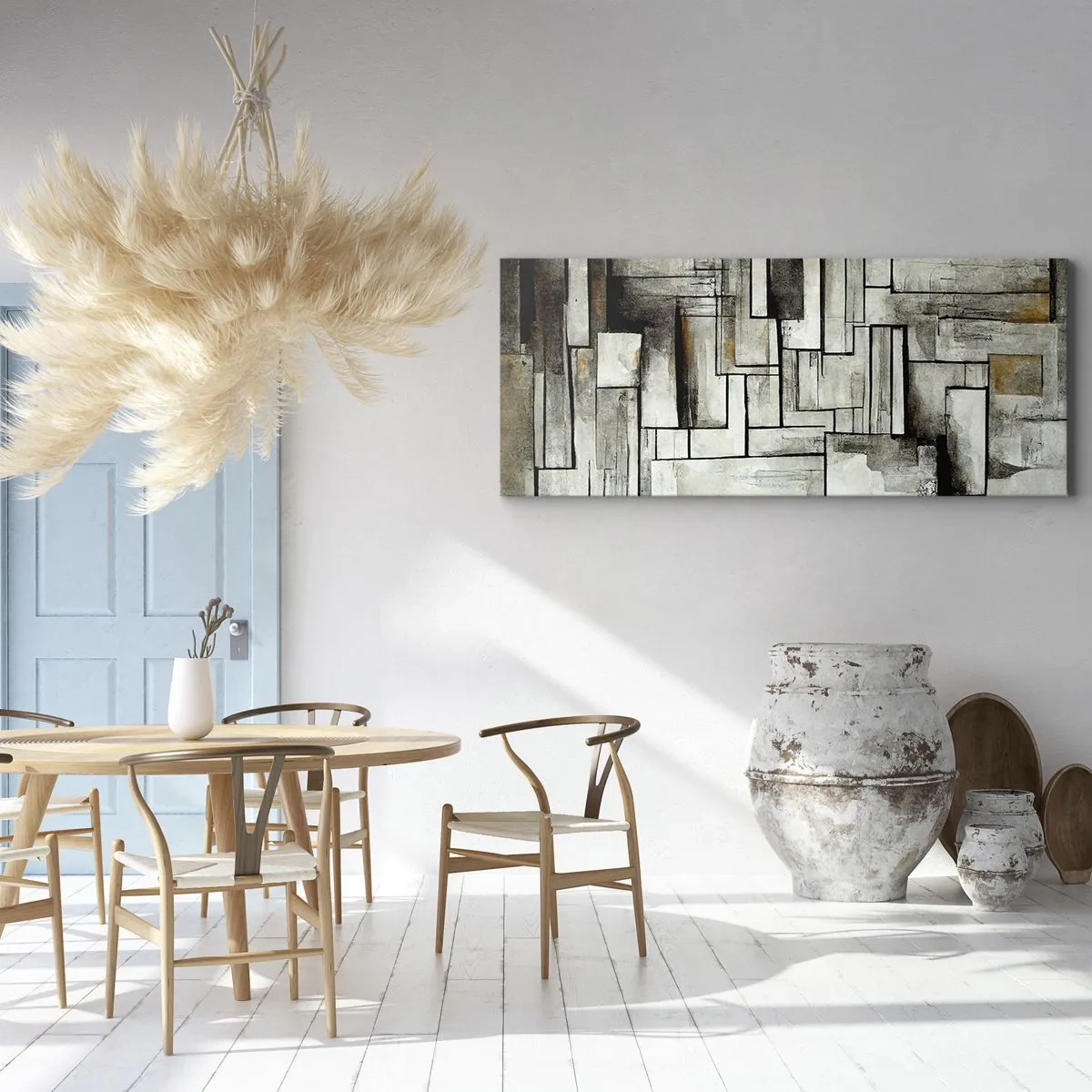 Bild auf Leinwand - Leinwandbild - Abstrakte Rechtecke in Grau- und Schwarztönen - 120x50cm - Kraft der Einfachheit - Moderne Wanddekoration für Wohnzimmer und Schlafzimmer ARTTOR