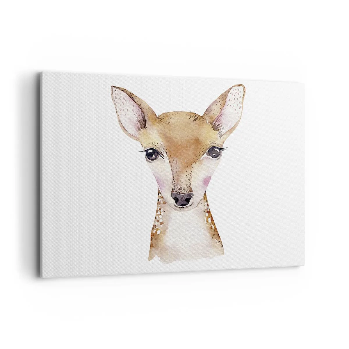 Bild auf Leinwand - Leinwandbild - Aquarellporträt eines jungen Rehs auf weißem Hintergrund - 100x70cm - Die Natur der Unschuld - Moderne Wanddekoration für Wohnzimmer und Schlafzimmer ARTTOR
