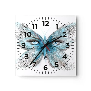 Wanduhr - Glasuhr - Eros Blaumeise - 30x30 cm