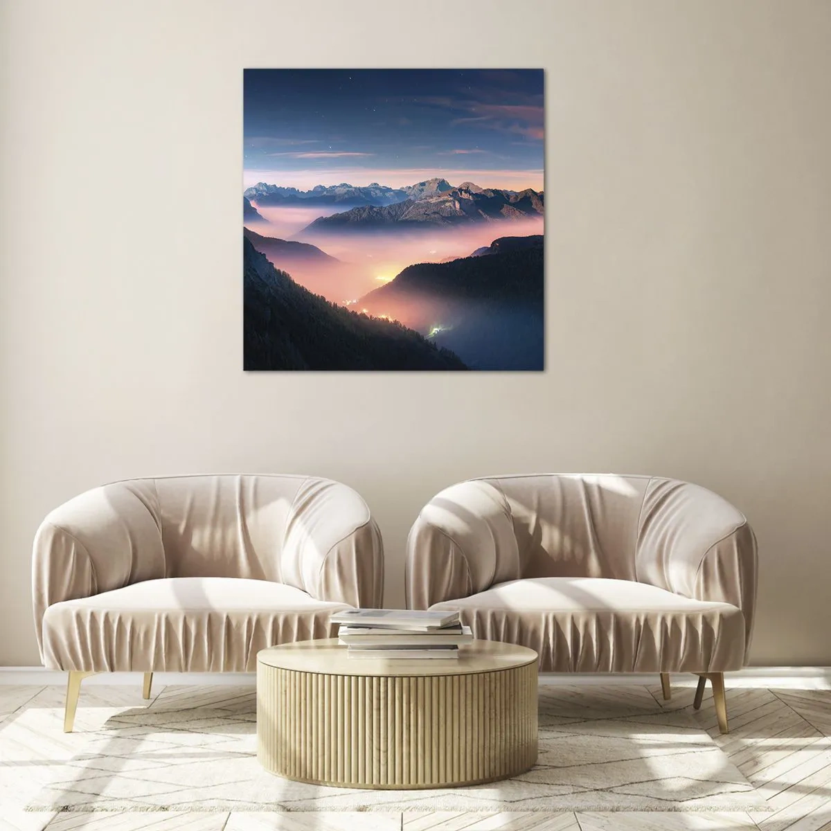 Glasbild - Bild auf glas - Licht in den Tälern - 70x70 cm