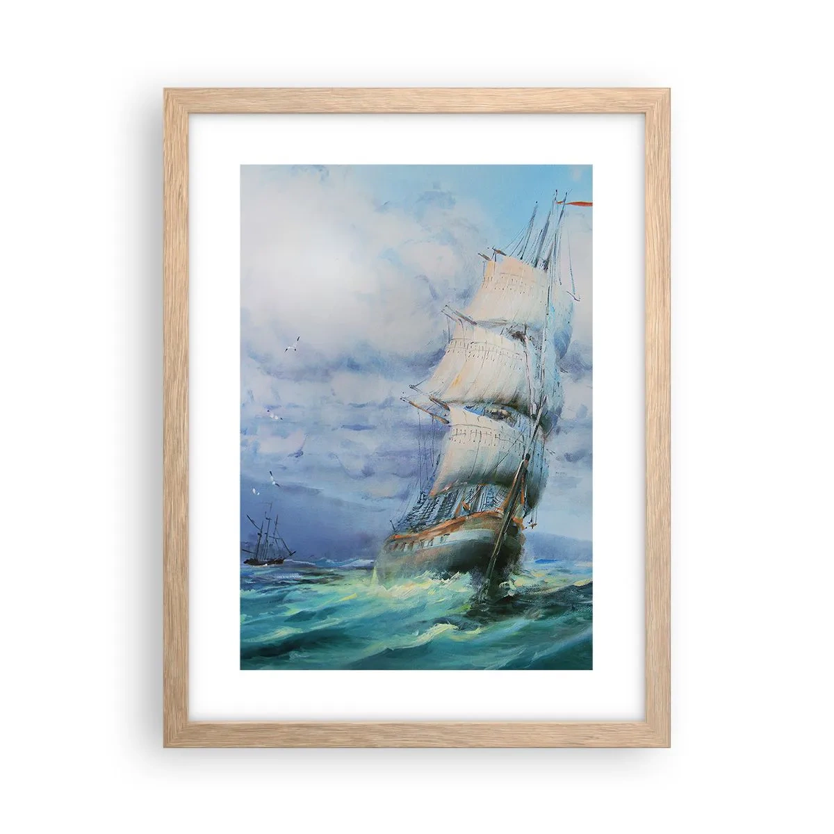 Poster in einem Rahmen aus heller Eiche - Guter Wind - 30x40 cm