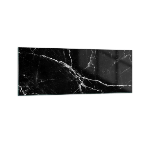 Glasbild - Bild auf glas - Schwarzer Marmor mit weißen Adern im Detail - 140x50cm - Geheimleben des Steins - Moderne Wanddekoration für Wohnzimmer und Schlafzimmer ARTTOR