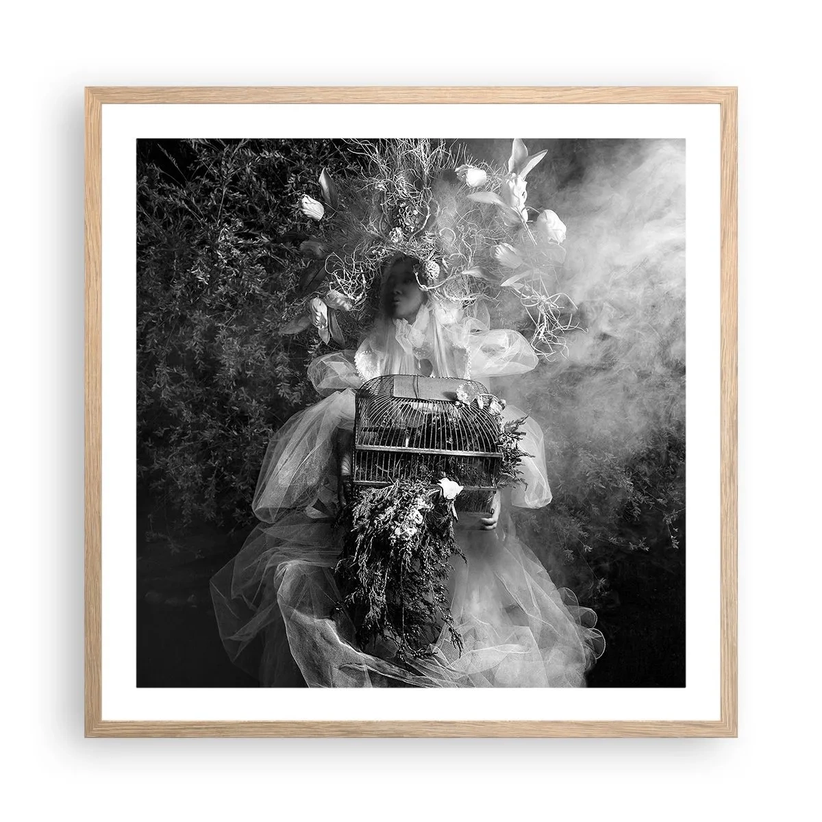 Poster in einem Rahmen aus heller Eiche - Mutter selbst - Natur - 60x60 cm
