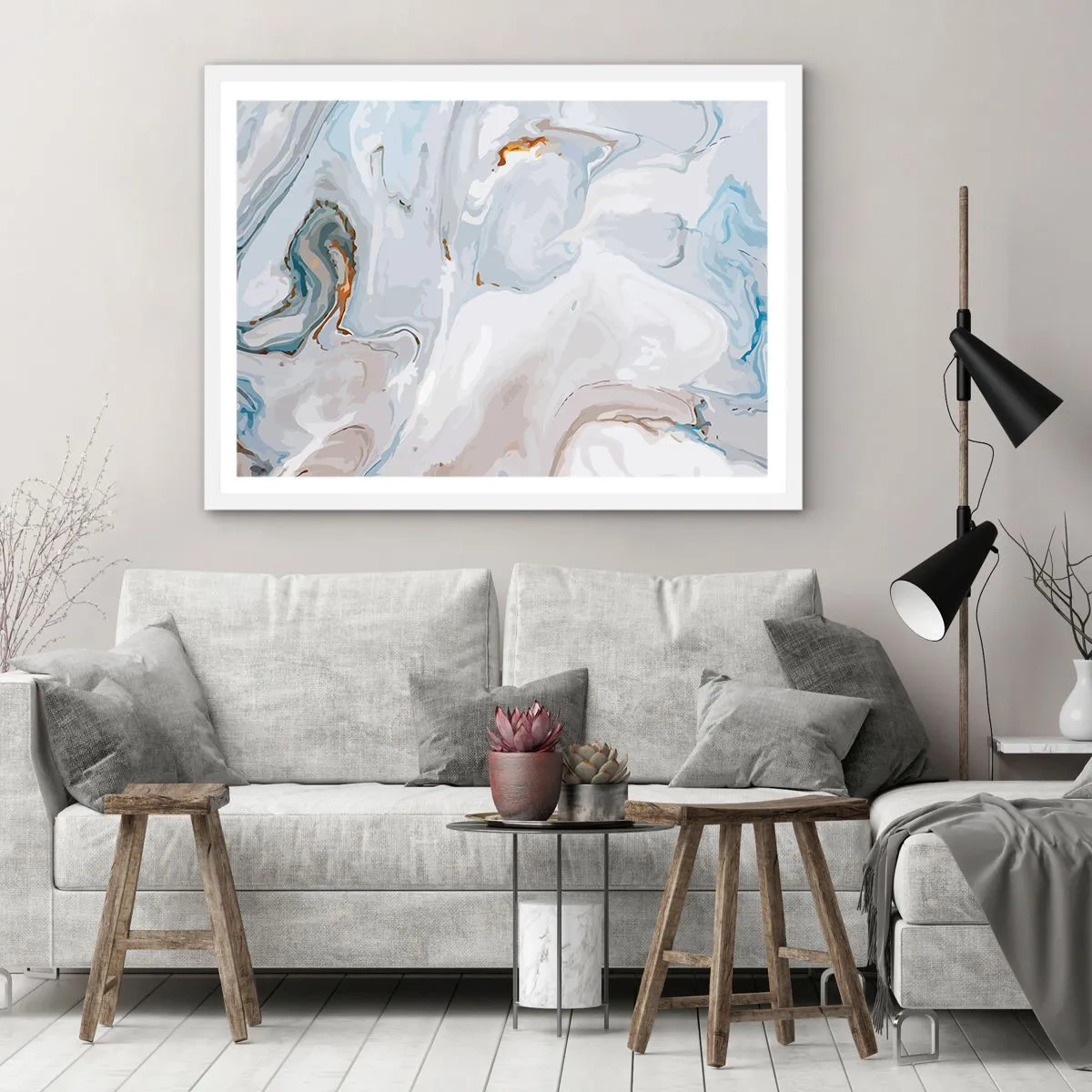 Poster in einem weißen Rahmen - Das Weiß wird erhoben - 50x40 cm