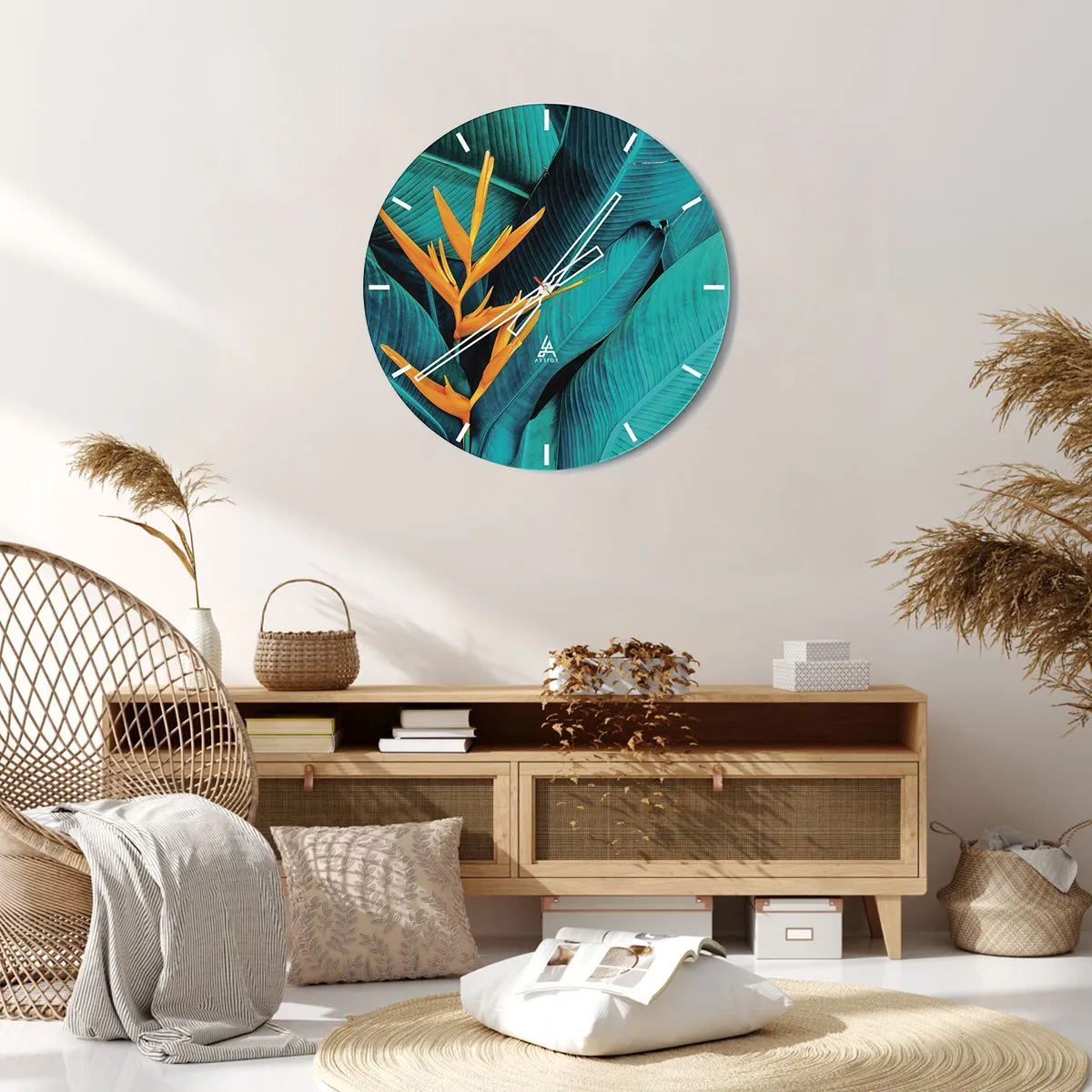 Wanduhr - Glasuhr - Eden-Blume - 30x30 cm