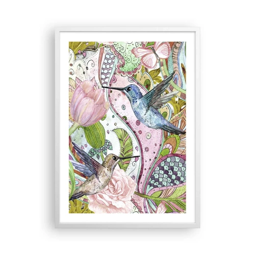 Poster in einem weißen Rahmen - Verstrickt in Weinreben - 50x70 cm