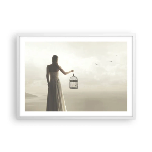 Poster in einem weißen Rahmen - Sei frei - 70x50 cm