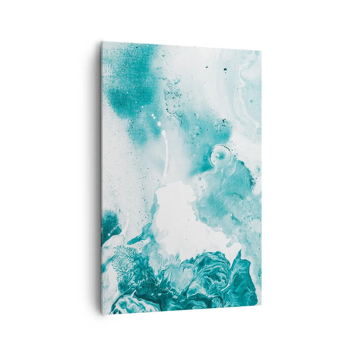 Bild auf Leinwand - Leinwandbild - Abstraktion in Blautönen mit zarten Akzenten in Weiß - 80x120cm - Morast von Blau - Moderne Wanddekoration für Wohnzimmer und Schlafzimmer ARTTOR