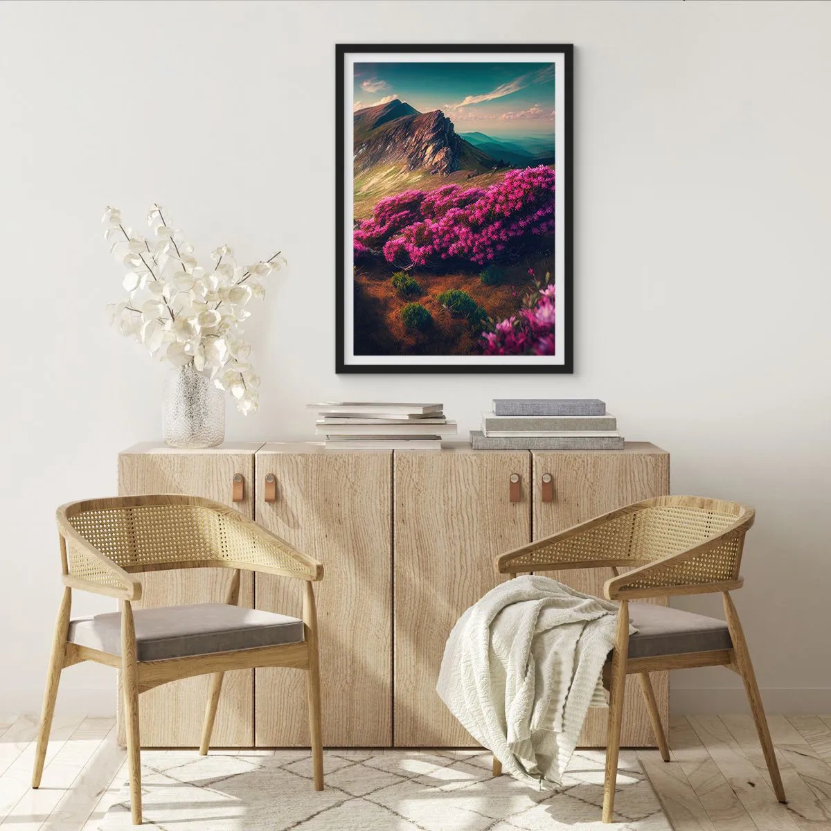 Poster in einem schwarzem Rahmen - Sommer in den Bergen - 70x100 cm