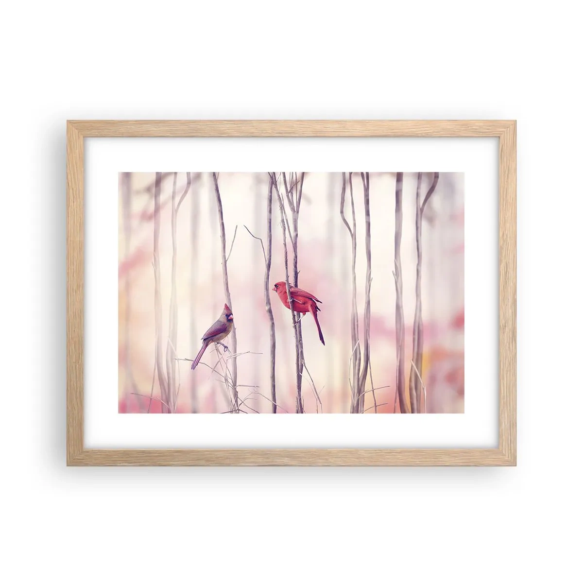 Poster in einem Rahmen aus heller Eiche - Geschichte vom rosa Wald - 40x30 cm