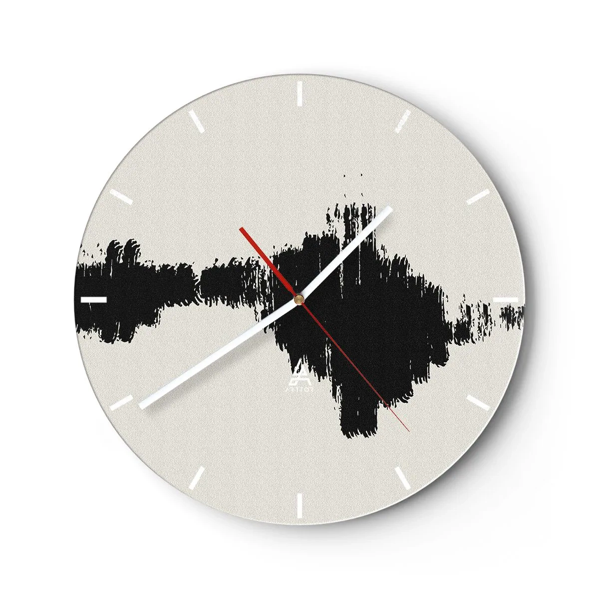 Wanduhr - Glasuhr - Schwarzer Pinselstrich auf hellem Hintergrund im abstrakten Stil - 30x30cm - Schwingungen der Fantasie - Moderne Wanddekoration für Wohnzimmer, Küche und Schlafzimmer ARTTOR