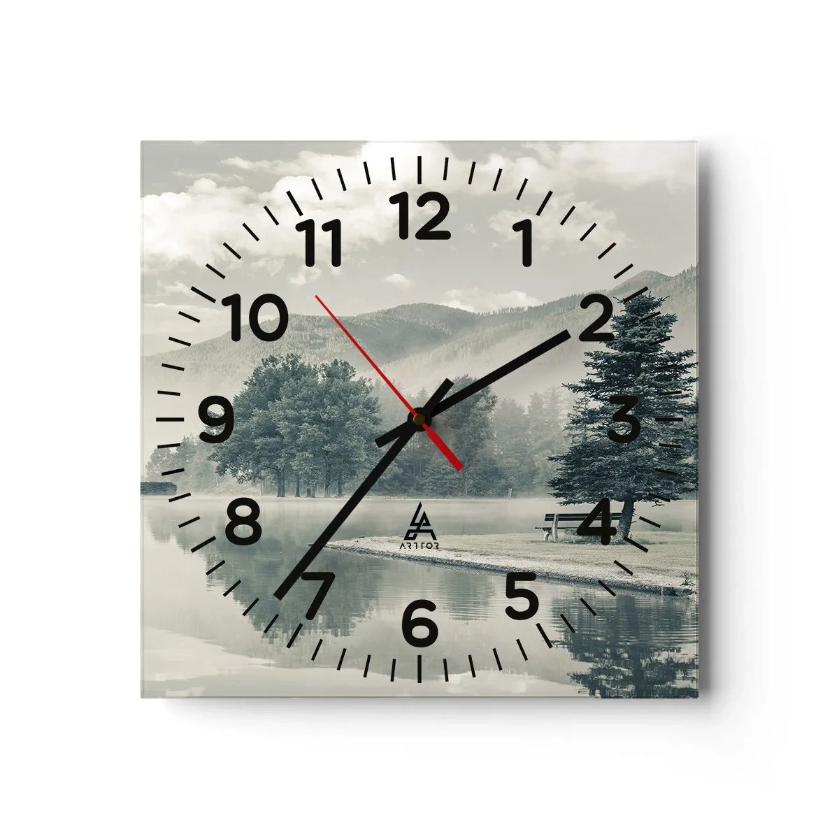 Wanduhr - Glasuhr - Der See schläft noch - 30x30 cm