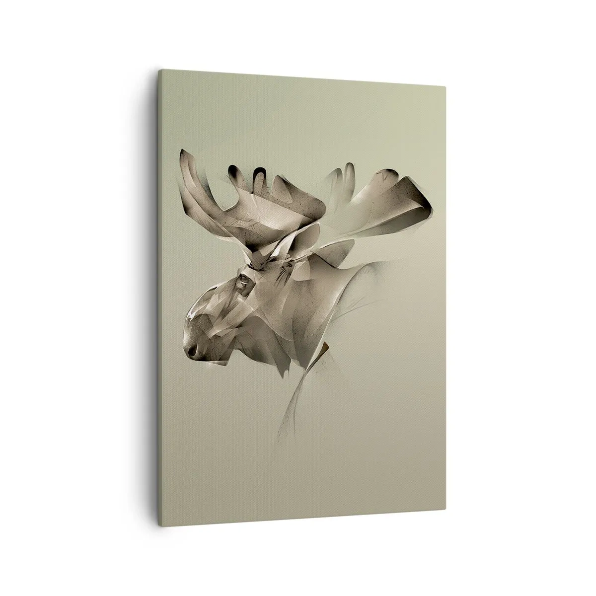 Bild auf Leinwand - Leinwandbild - Ein abstraktes Bild eines Elches auf einem minimalistischen Hintergrund - 50x70cm - Die sanfte Kraft des Friedens - Moderne Wanddekoration für Wohnzimmer und Schlafzimmer ARTTOR