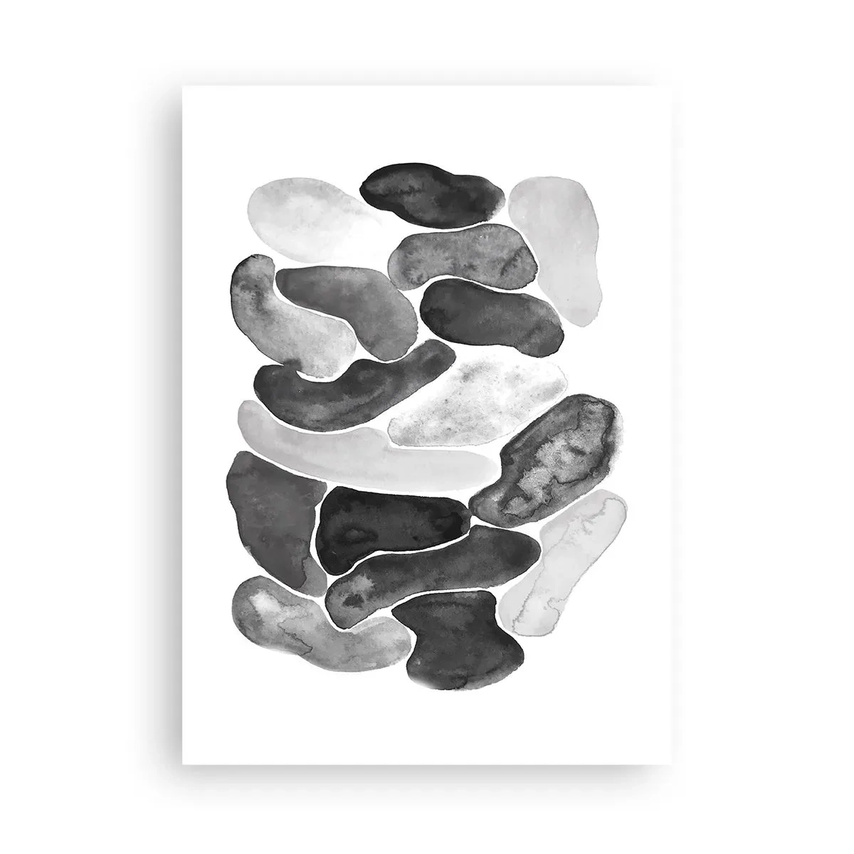 Poster - Abstrakte Formen in Schwarz-, Grau- und Weißtönen - 50x70cm - Felsige Abstraktion - Moderne Wanddekoration für Wohnzimmer und Schlafzimmer ARTTOR