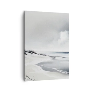 Bild auf Leinwand - Leinwandbild - Ein Strand in gedämpften Grau- und Blautönen - 50x70cm - Für immer zusammen - Moderne Wanddekoration für Wohnzimmer und Schlafzimmer ARTTOR