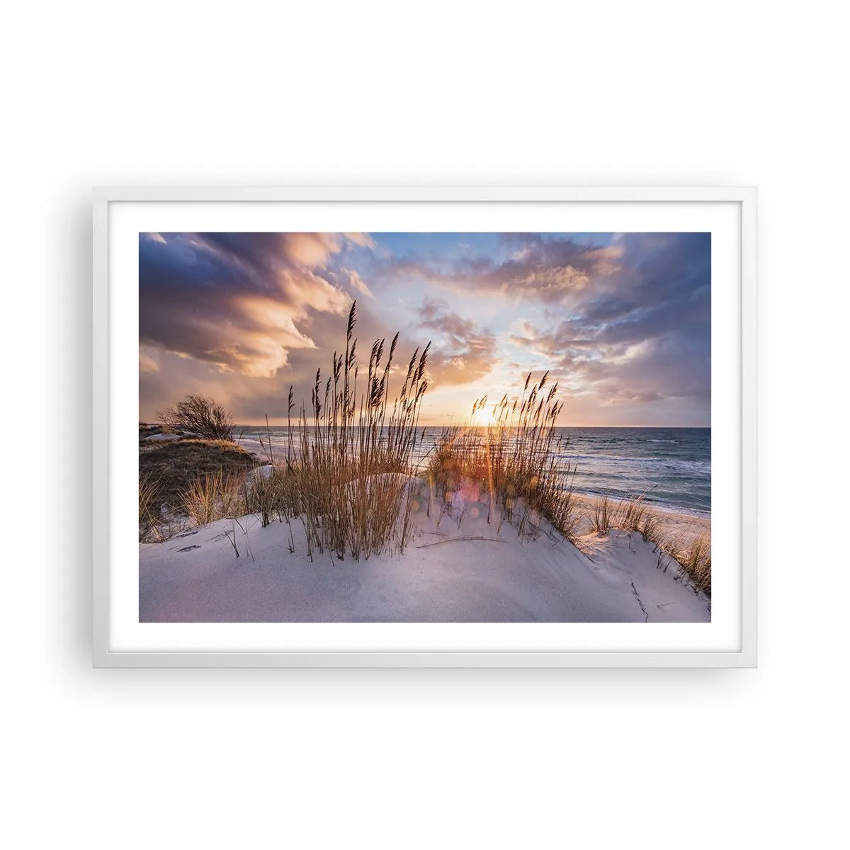 Poster in einem weißen Rahmen - Abschied von Sonne und Wind - 70x50 cm