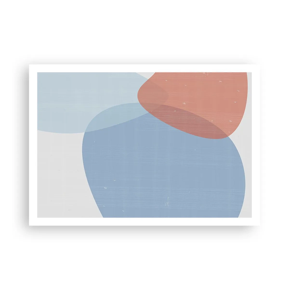Poster - Eine abstrakte Komposition in Pastelltönen von Blau und Rosa mit organischen Formen. - 100x70cm - Pastellbeziehungen - Moderne Wanddekoration für Wohnzimmer und Schlafzimmer ARTTOR