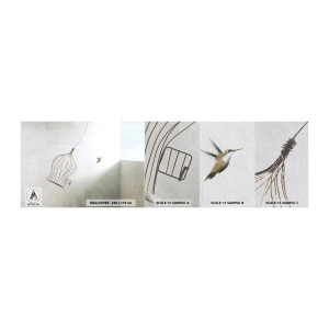 Fototapeten Muster Premium Sand - In seinem Element - Abstraktion, Vogel, Vogelkäfig - 100x30 cm