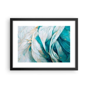 Poster in einem schwarzem Rahmen - Blaue Abstraktion mit goldenem Motiv - 40x30 cm