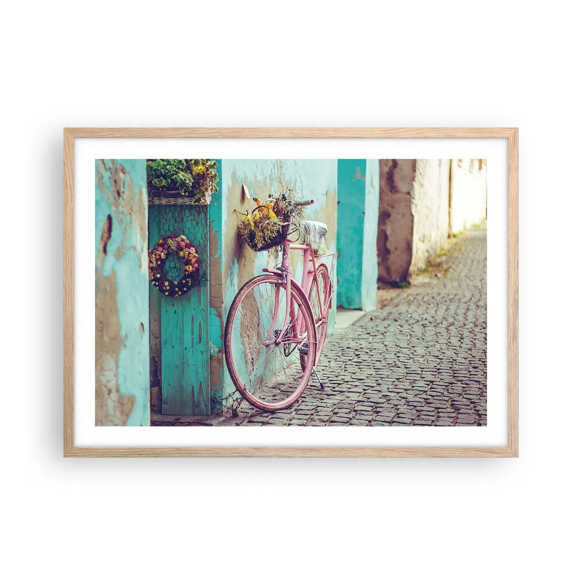 Poster in einem Rahmen aus heller Eiche - Ich komme gleich wieder - 70x50 cm