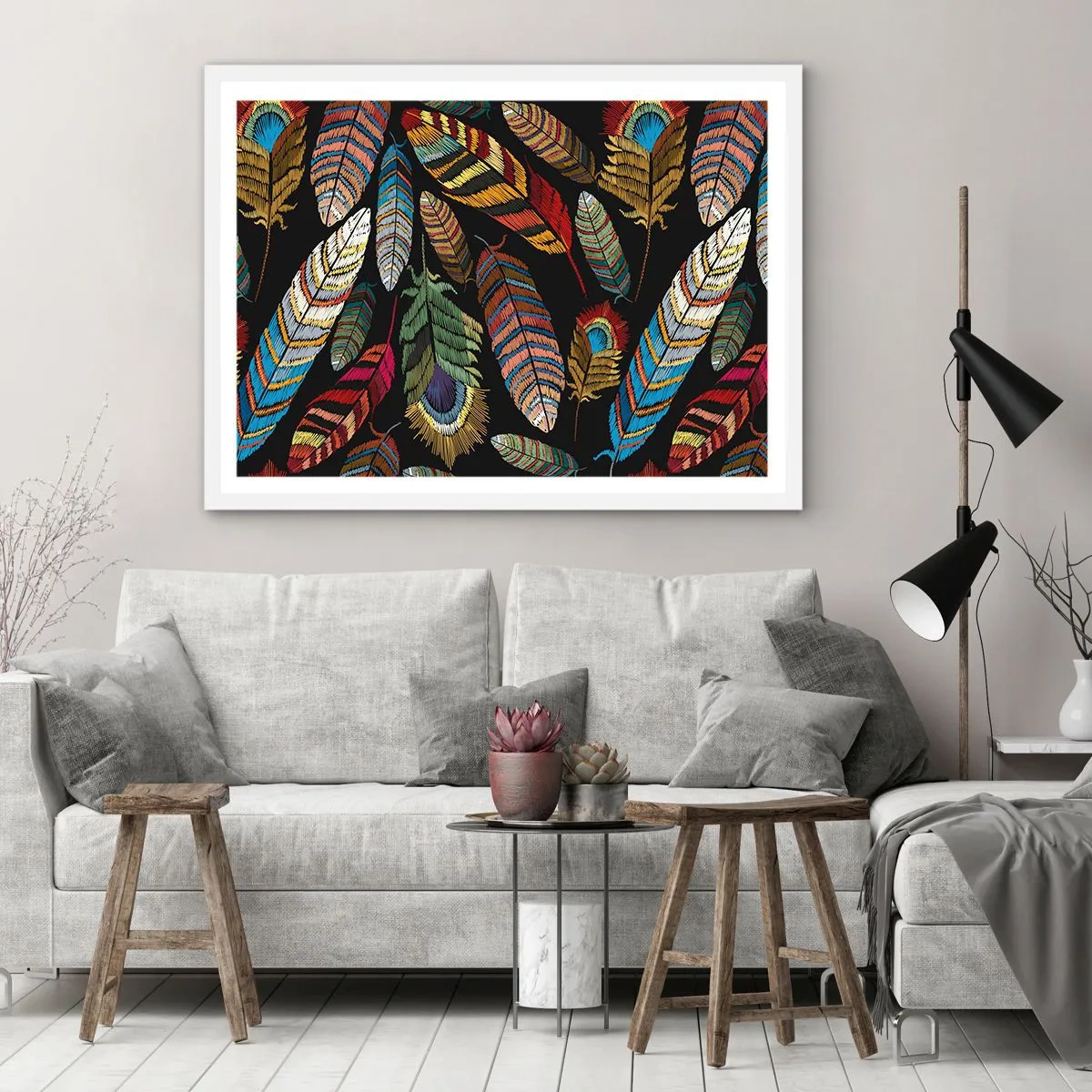 Poster in einem weißen Rahmen - Der Vogelkarneval - 50x40 cm