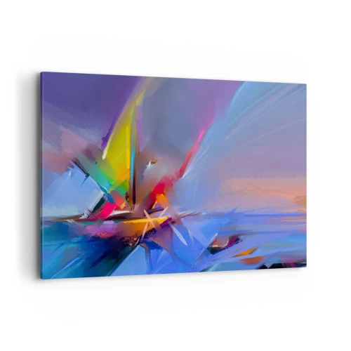 Bild auf Leinwand - Leinwandbild - Abstrakte Komposition mit intensiven Farben - 100x70cm - Propeller wie ein Vogel - Moderne Wanddekoration für Wohnzimmer und Schlafzimmer ARTTOR