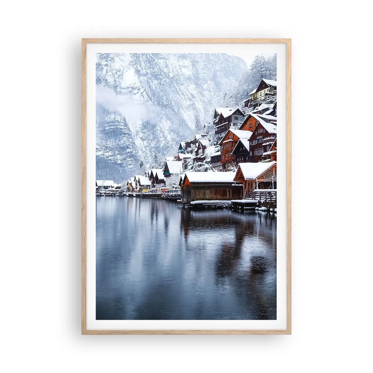 Poster in einem Rahmen aus heller Eiche - In winterlicher Dekoration - 70x100 cm
