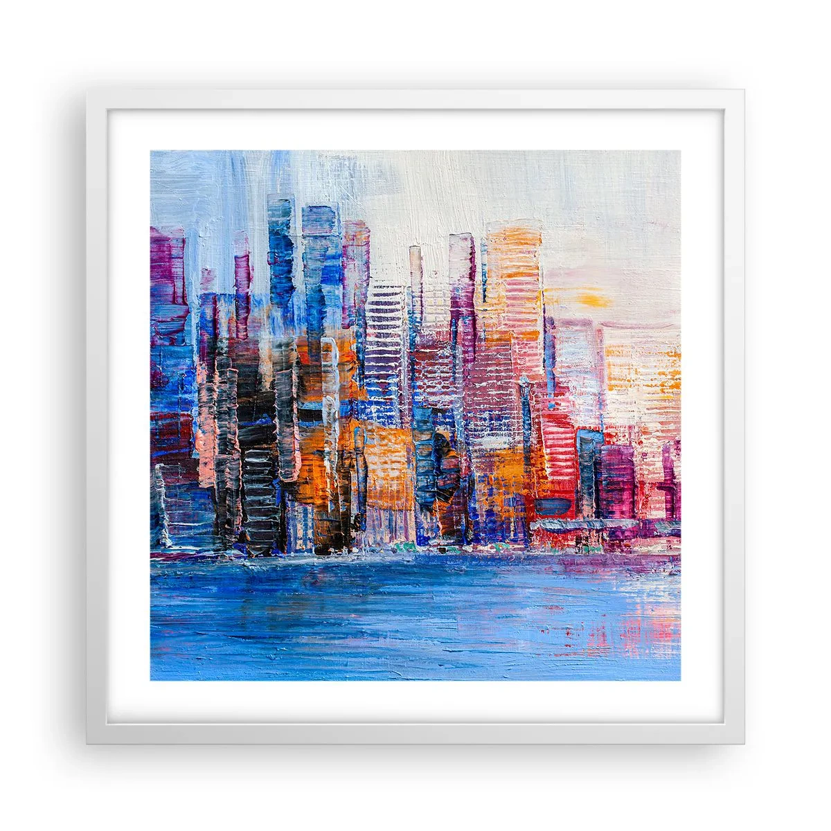 Poster in einem weißen Rahmen - Fröhliche Metropole - 50x50 cm