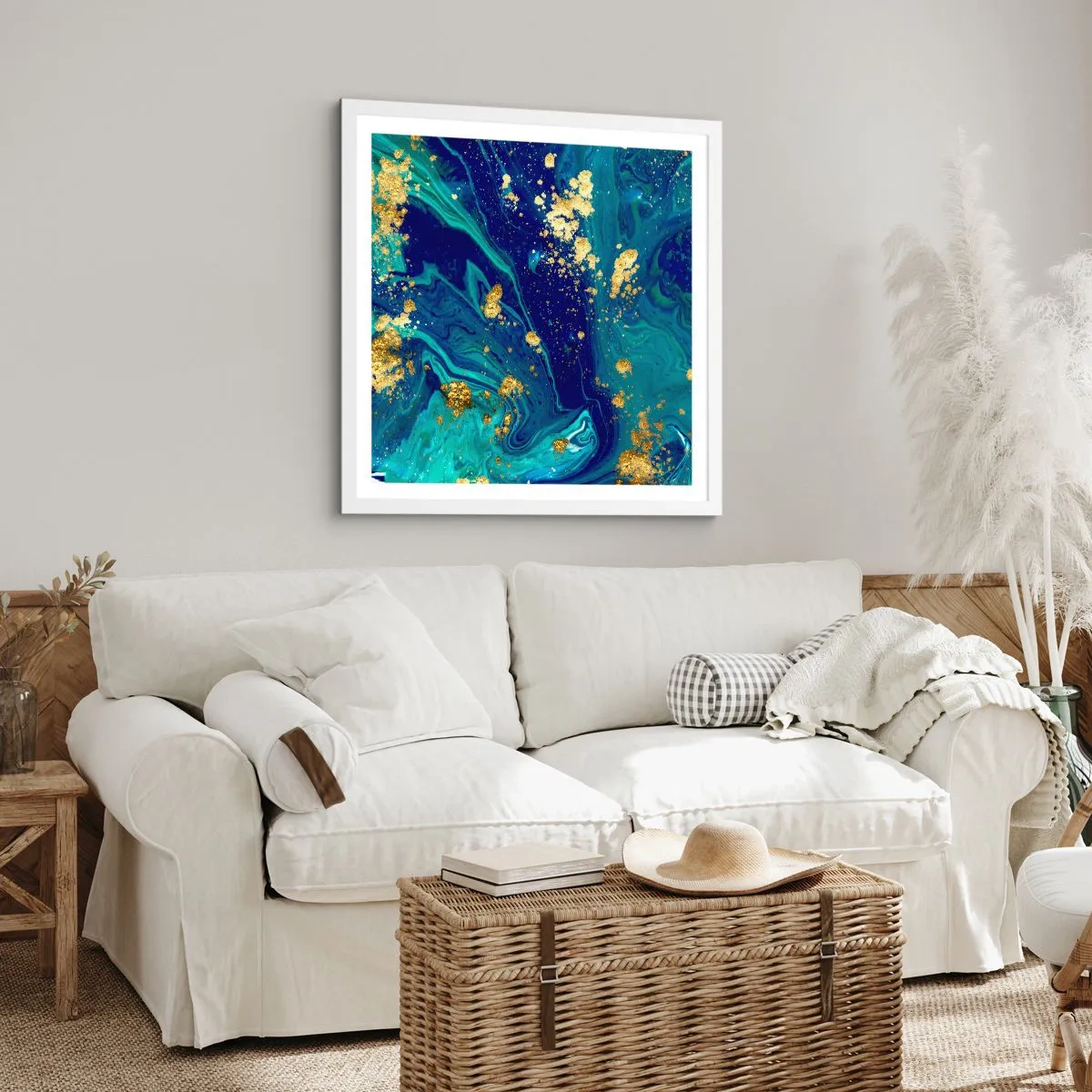 Poster in einem weißen Rahmen - Die Blütenblätter der Sonne - 50x50 cm