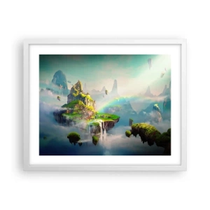 Poster in einem weißen Rahmen - Mitten am Himmel - glückliche Inseln - 50x40 cm