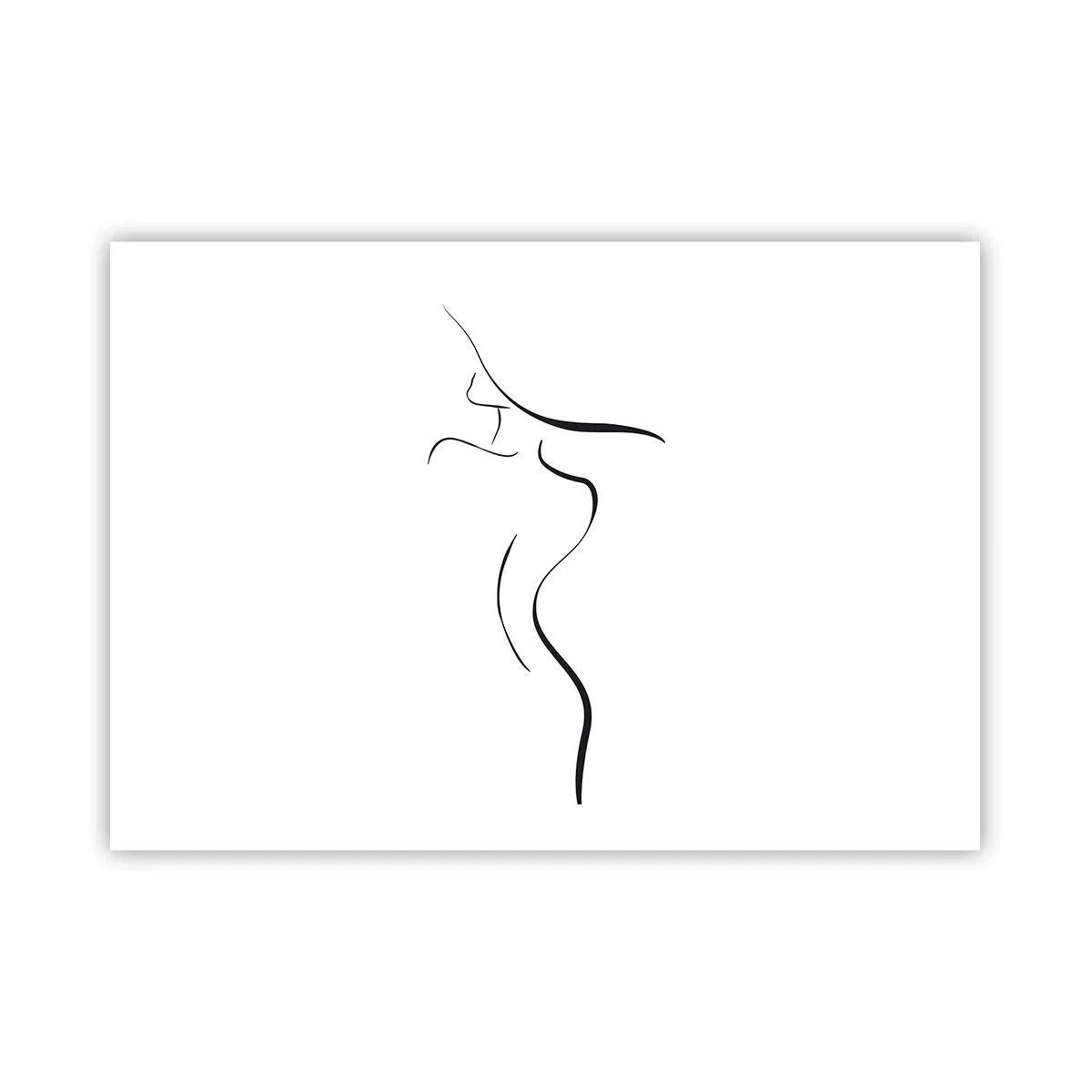 Poster - Minimalistischer Umriss einer weiblichen Silhouette auf weißem Hintergrund - 100x70cm - Flüchtig wie eine Welle - Moderne Wanddekoration für Wohnzimmer und Schlafzimmer ARTTOR