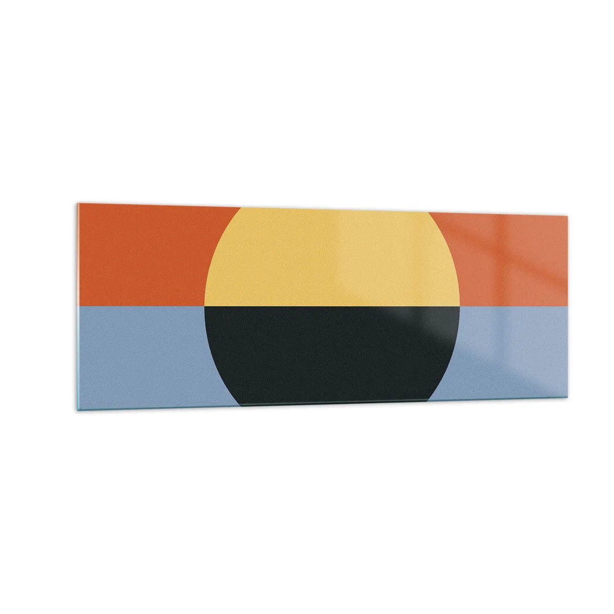 Glasbild - Bild auf glas - Geometrische Abstraktion mit kontrastierenden Farben - 140x50cm - Eine Komposition aus Wärme und Kühle - Moderne Wanddekoration für Wohnzimmer und Schlafzimmer ARTTOR
