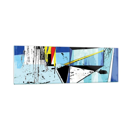 Glasbild - Bild auf glas - Abstrakte geometrische Komposition in lebendigen Farben - 160x50cm - Betrachten Sie die Welt aus einem Blickwinkel ... - Moderne Wanddekoration für Wohnzimmer und Schlafzimmer ARTTOR