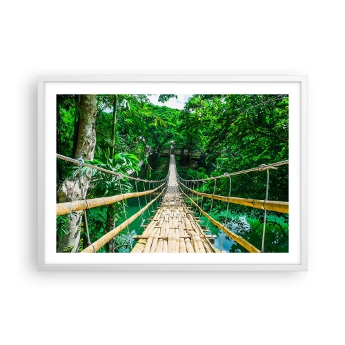 Poster in einem weißen Rahmen - Monkey Bridge über das Grün - 70x50 cm