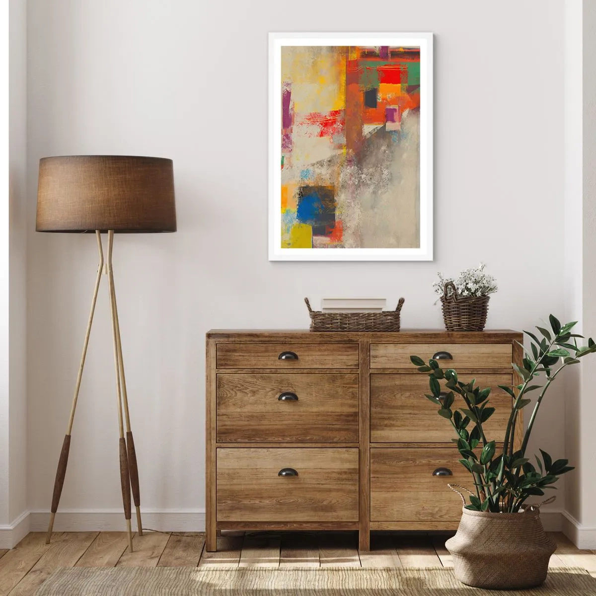 Poster in einem weißen Rahmen - Geometrie der Farben - 40x50 cm