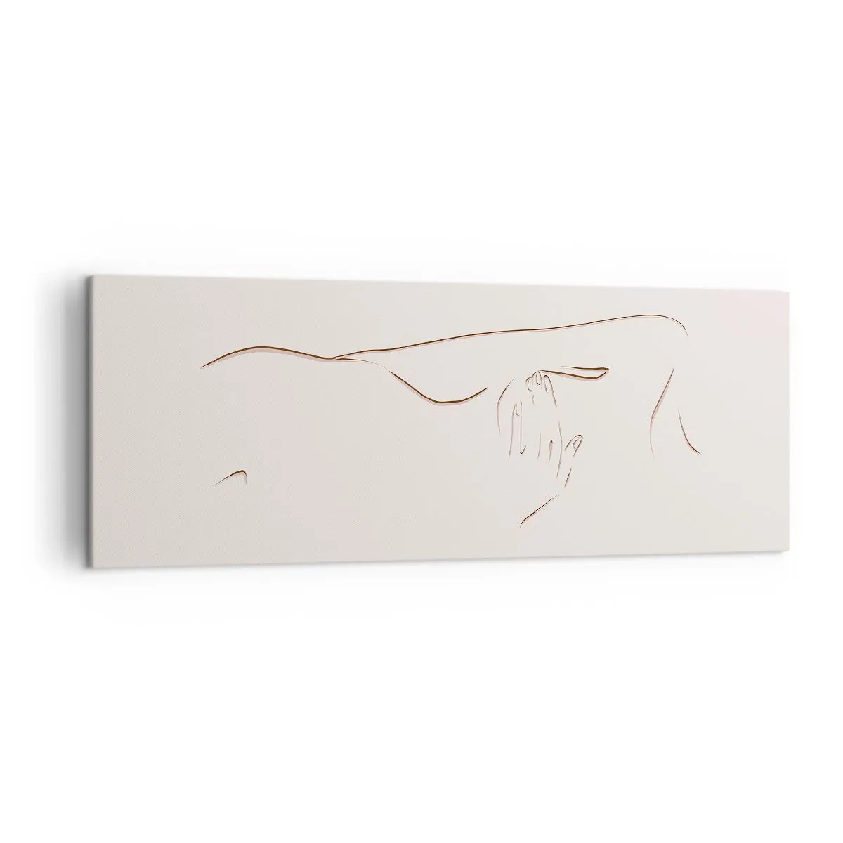 Bild auf Leinwand - Leinwandbild - Eine subtile Strichzeichnung einer Silhouette vor einem hellen Hintergrund - 140x50cm - Die Form des Verlangens - Moderne Wanddekoration für Wohnzimmer und Schlafzimmer ARTTOR