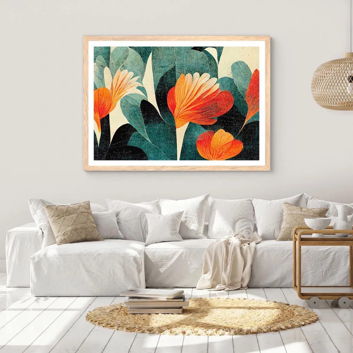 Poster in einem Rahmen aus heller Eiche - Hitze der Tropen und Kühle des Grüns - 100x70 cm