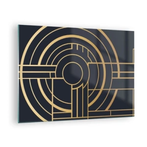 Glasbild - Bild auf glas - Gold und Schwarz geometrische Abstraktion im Art-Deco-Stil - 70x50cm - Wendungen der Dinge - Moderne Wanddekoration für Wohnzimmer und Schlafzimmer ARTTOR