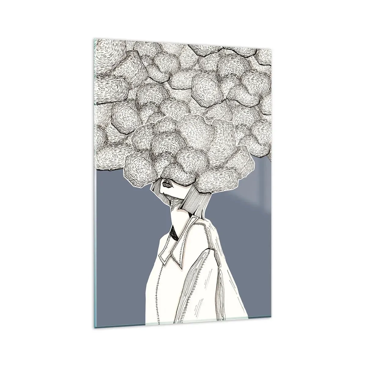 Glasbild - Bild auf glas - Mit dem Kopf in den Wolken stecken - 80x120 cm